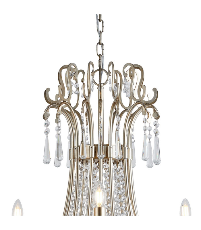 Celine Pendant Chandelier 15 Light E14 Aged Silver/Clear Crystal-4