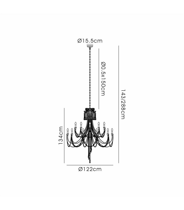 Celine Pendant Chandelier 15 Light E14 Aged Silver/Clear Crystal-7