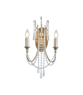 Celine Wall Lamp 2 Light E14 Aged Silver/Clear Crystal-1