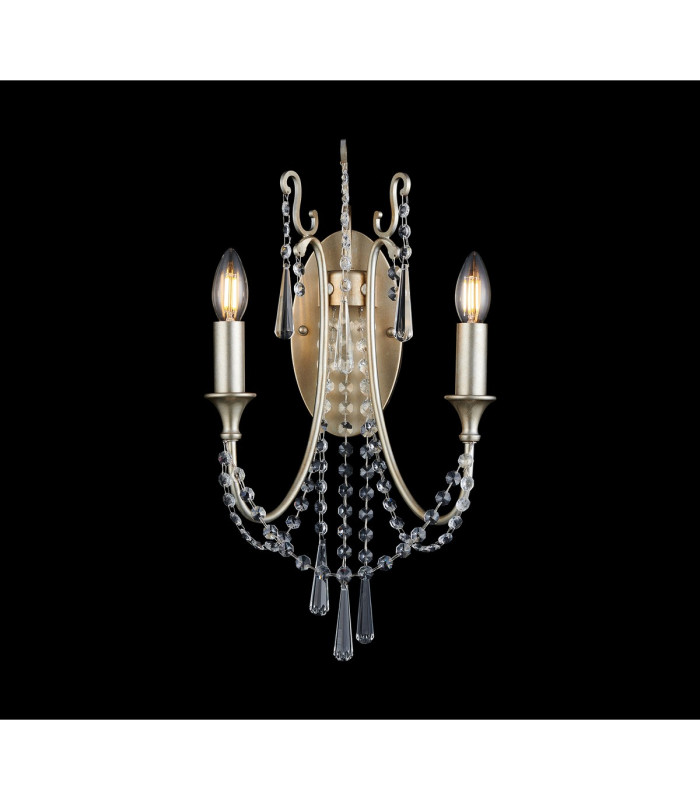 Celine Wall Lamp 2 Light E14 Aged Silver/Clear Crystal-2