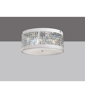 Celsa Flush Ceiling 4 Light E14 Polished Chrome/White Faux Leather/Crystal-2