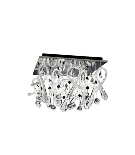 Class Flush Ceiling Square 10 Light G4 Polished Chrome/White Glass/Crystal NOT LED/CFL Compatible-1