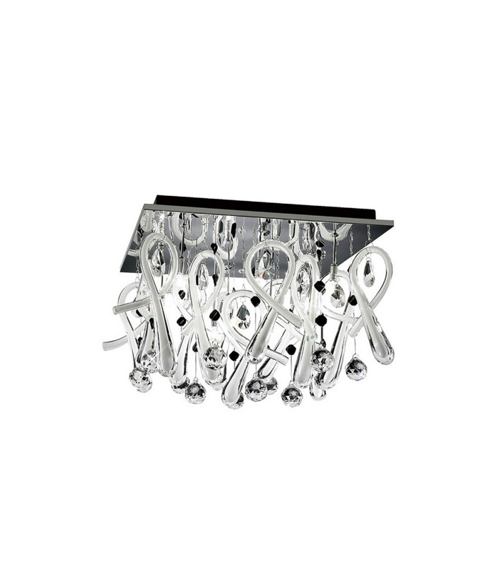 Class Flush Ceiling Square 10 Light G4 Polished Chrome/White Glass/Crystal NOT LED/CFL Compatible-1
