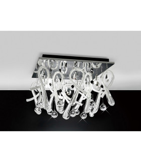 Class Flush Ceiling Square 10 Light G4 Polished Chrome/White Glass/Crystal NOT LED/CFL Compatible-2