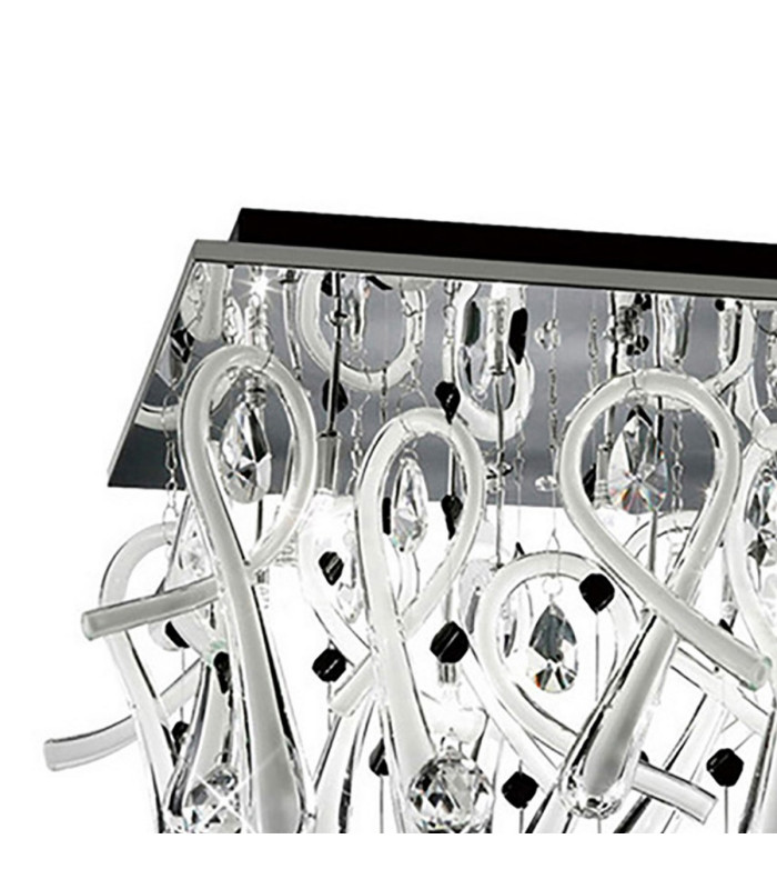 Class Flush Ceiling Square 10 Light G4 Polished Chrome/White Glass/Crystal NOT LED/CFL Compatible-4