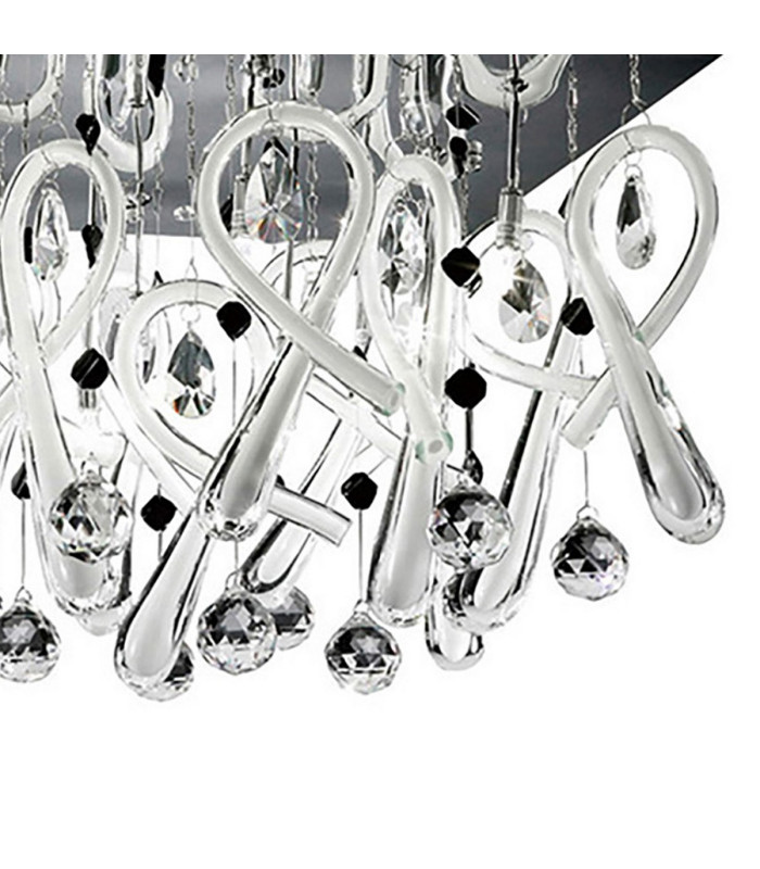 Class Flush Ceiling Square 10 Light G4 Polished Chrome/White Glass/Crystal NOT LED/CFL Compatible-5