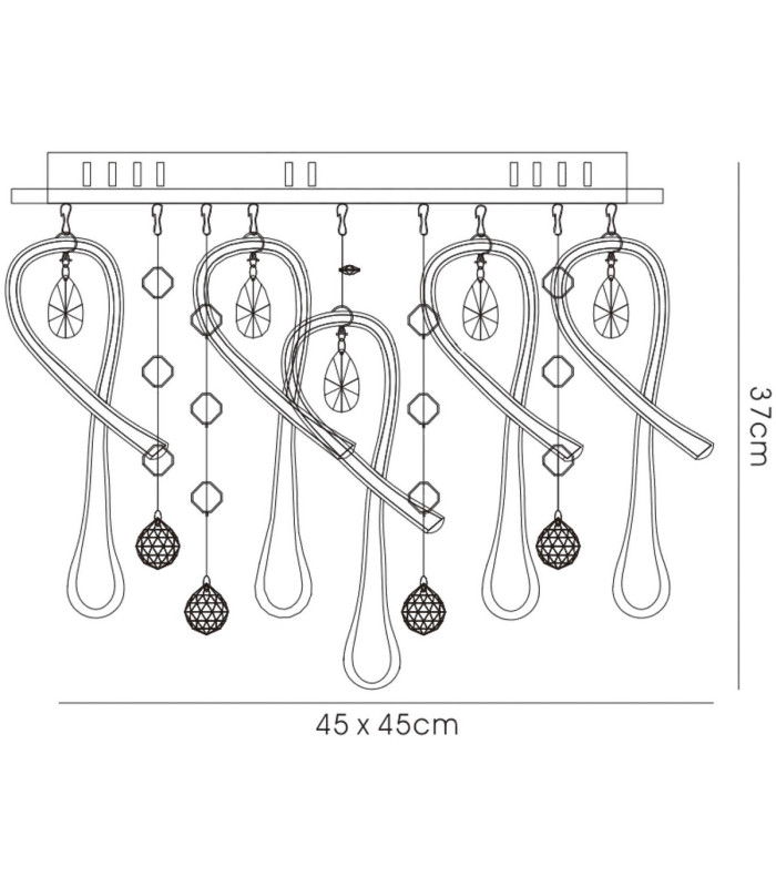 Class Flush Ceiling Square 10 Light G4 Polished Chrome/White Glass/Crystal NOT LED/CFL Compatible-7