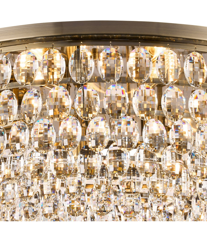 Coniston Flush Ceiling 12 Light E14 Antique Brass/Crystal Item Weight: 24.3kg-4