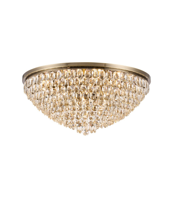 Coniston Flush Ceiling 15 Light E14 Antique Brass/Crystal Item Weight: 35.4kg-1