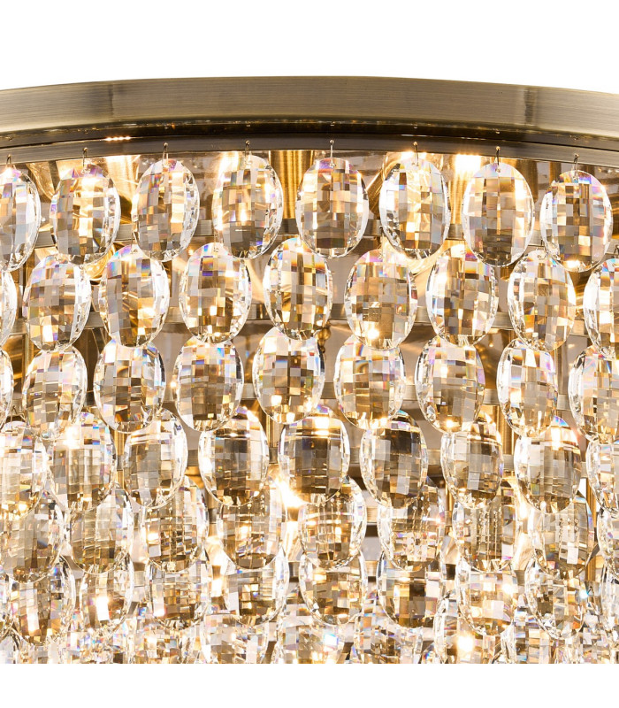Coniston Flush Ceiling 15 Light E14 Antique Brass/Crystal Item Weight: 35.4kg-4