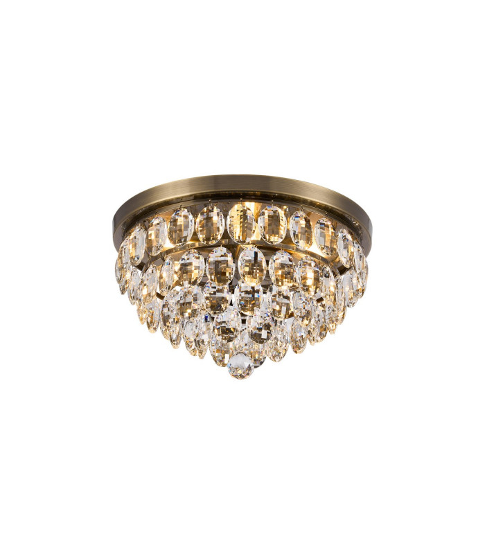 Coniston Flush Ceiling 3 Light E14 Antique Brass/Crystal-1