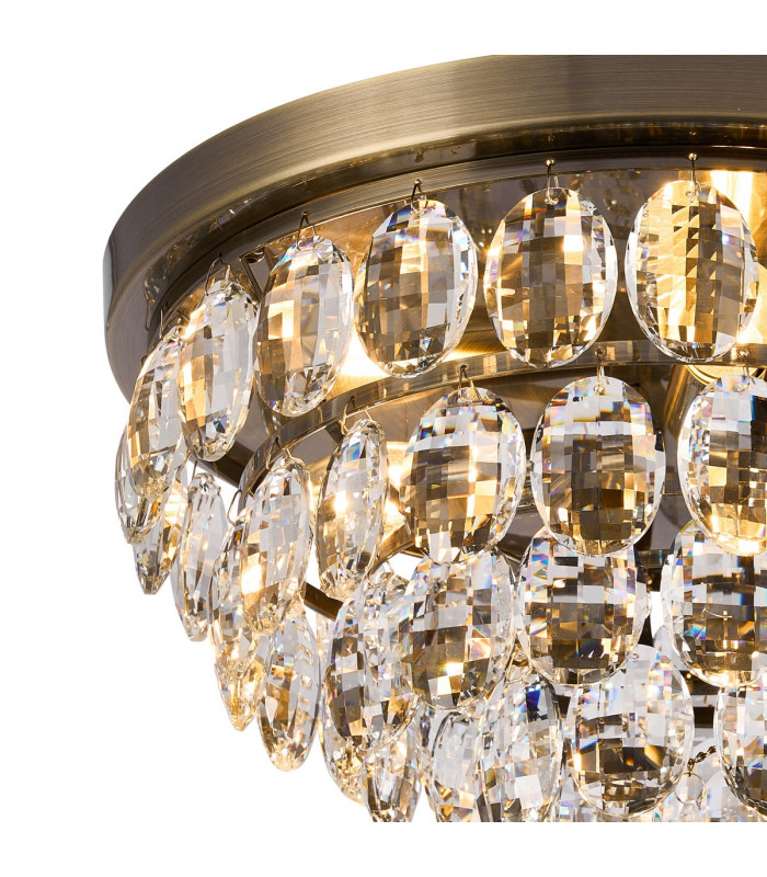 Coniston Flush Ceiling 3 Light E14 Antique Brass/Crystal-6