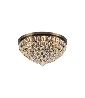 Coniston Flush Ceiling 6 Light E14 Antique Brass/Crystal-1