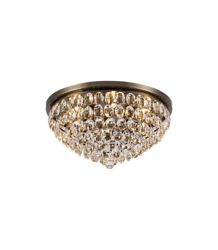 Coniston Flush Ceiling 6 Light E14 Antique Brass/Crystal-1
