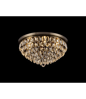 Coniston Flush Ceiling 6 Light E14 Antique Brass/Crystal-2