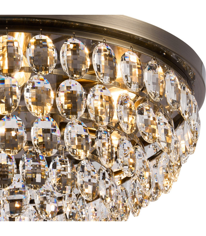 Coniston Flush Ceiling 6 Light E14 Antique Brass/Crystal-5