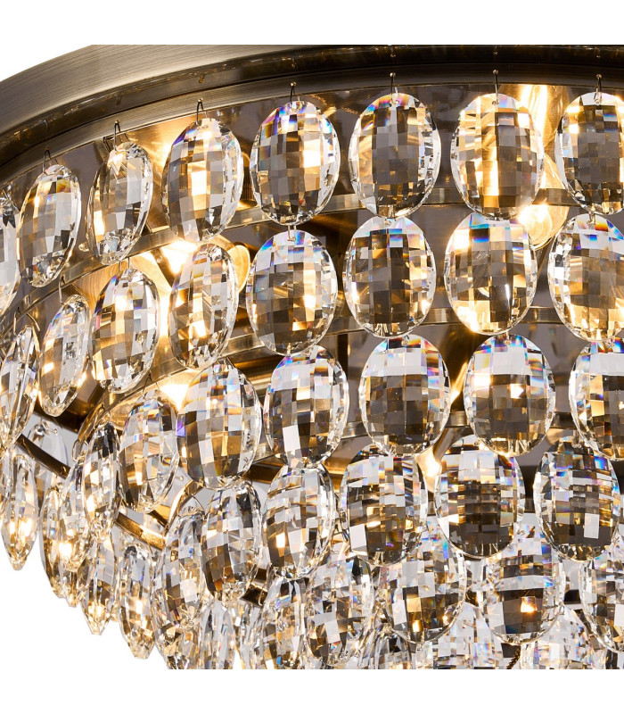 Coniston Flush Ceiling 6 Light E14 Antique Brass/Crystal-6
