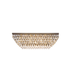 Coniston Linear Flush Ceiling 11 Light E14 Antique Brass/Crystal Item Weight: 21.8kg-1