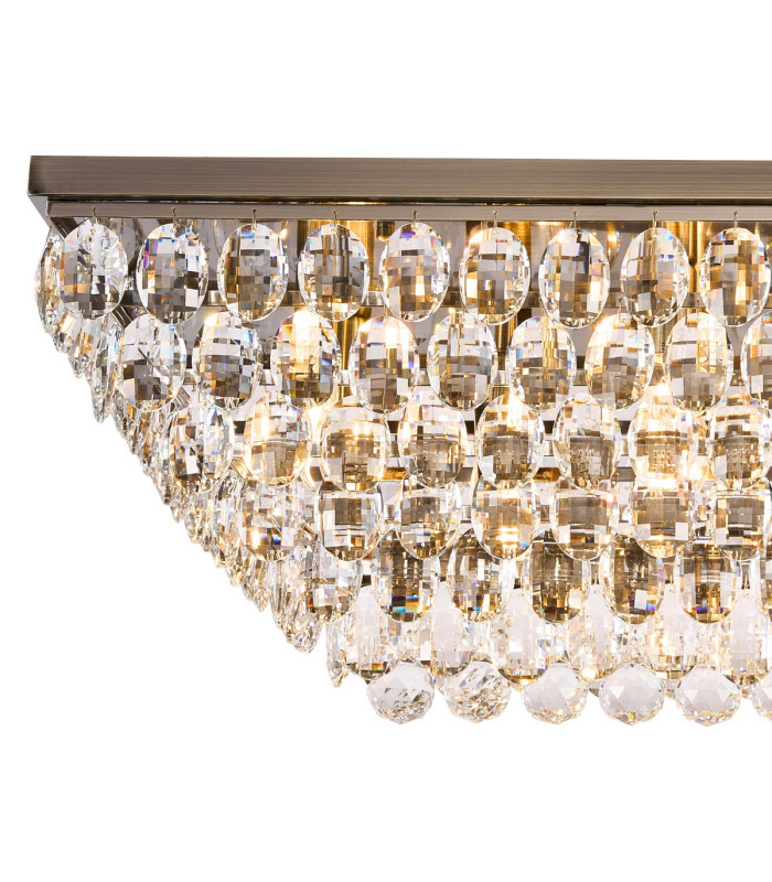 Coniston Linear Flush Ceiling 11 Light E14 Antique Brass/Crystal Item Weight: 21.8kg-4