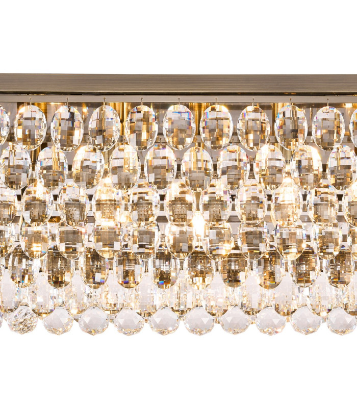 Coniston Linear Flush Ceiling 11 Light E14 Antique Brass/Crystal Item Weight: 21.8kg-5