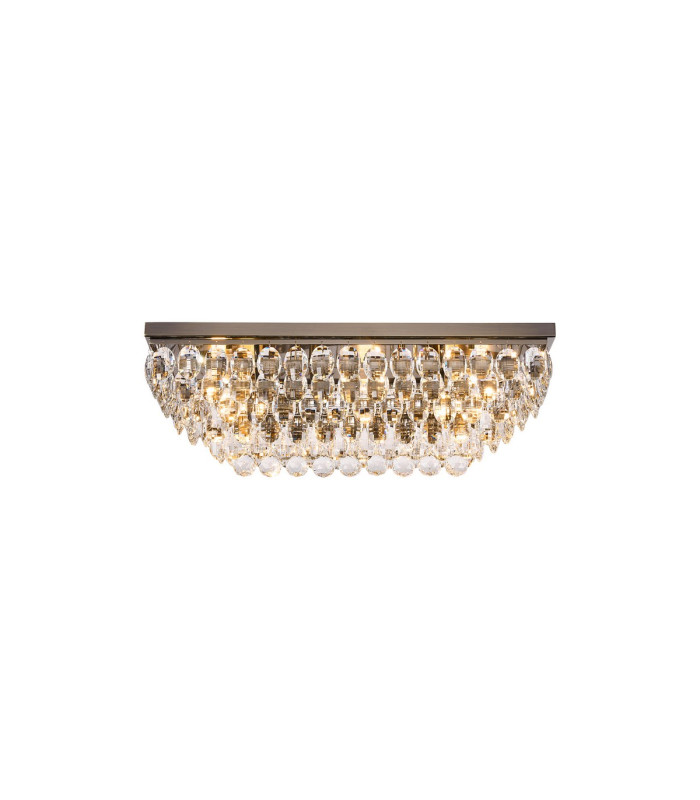 Coniston Linear Flush Ceiling 5 Light E14 Antique Brass/Crystal-1