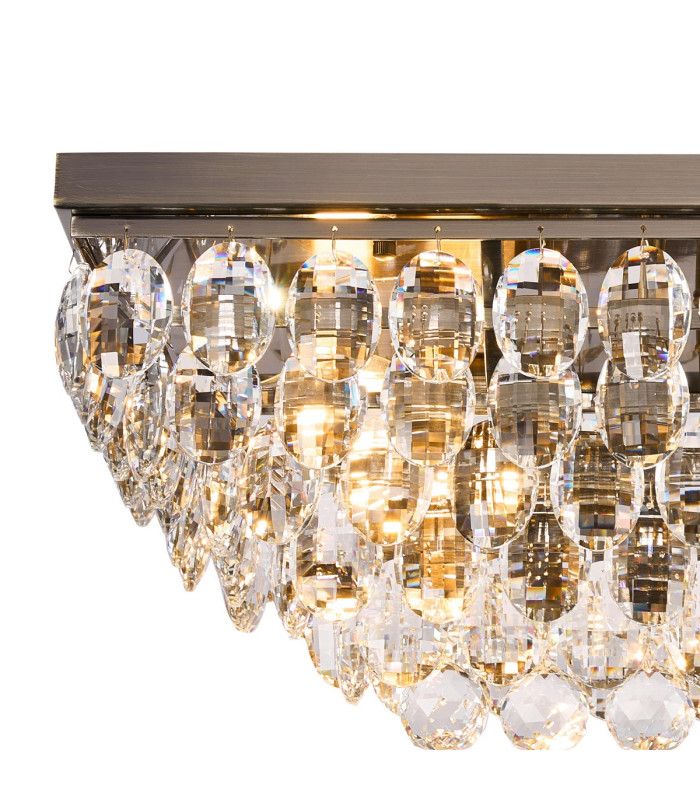 Coniston Linear Flush Ceiling 5 Light E14 Antique Brass/Crystal-4