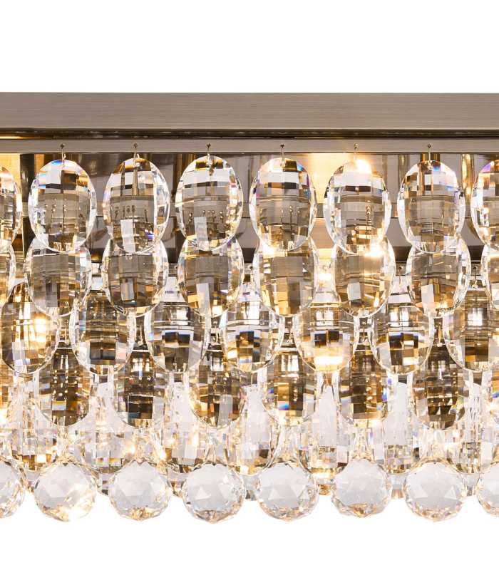 Coniston Linear Flush Ceiling 5 Light E14 Antique Brass/Crystal-5