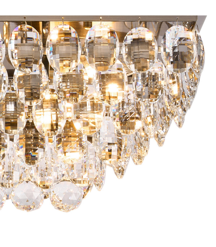 Coniston Linear Flush Ceiling 5 Light E14 Antique Brass/Crystal-6