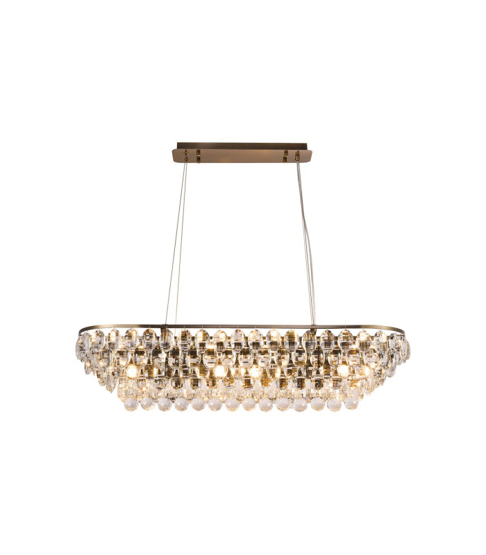 Coniston Linear Pendant 8 Light E14 Antique Brass/Crystal Item Weight: 15.7kg-1