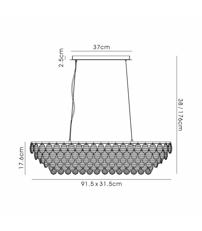 Coniston Linear Pendant 8 Light E14 Antique Brass/Crystal Item Weight: 15.7kg-7