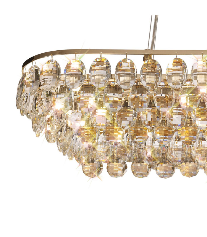 Coniston Linear Pendant 8 Light E14 French Gold/Crystal Item Weight: 15.7kg-4