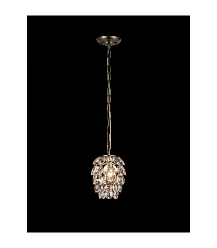 Coniston Pendant 5 Layer 1 Light E27 Antique Brass/Crystal-2