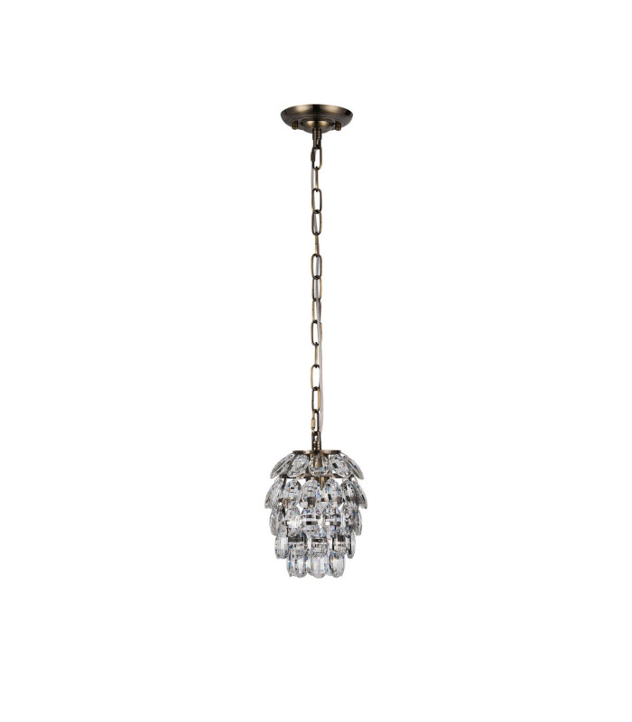 Coniston Pendant 5 Layer 1 Light E27 Antique Brass/Crystal-3