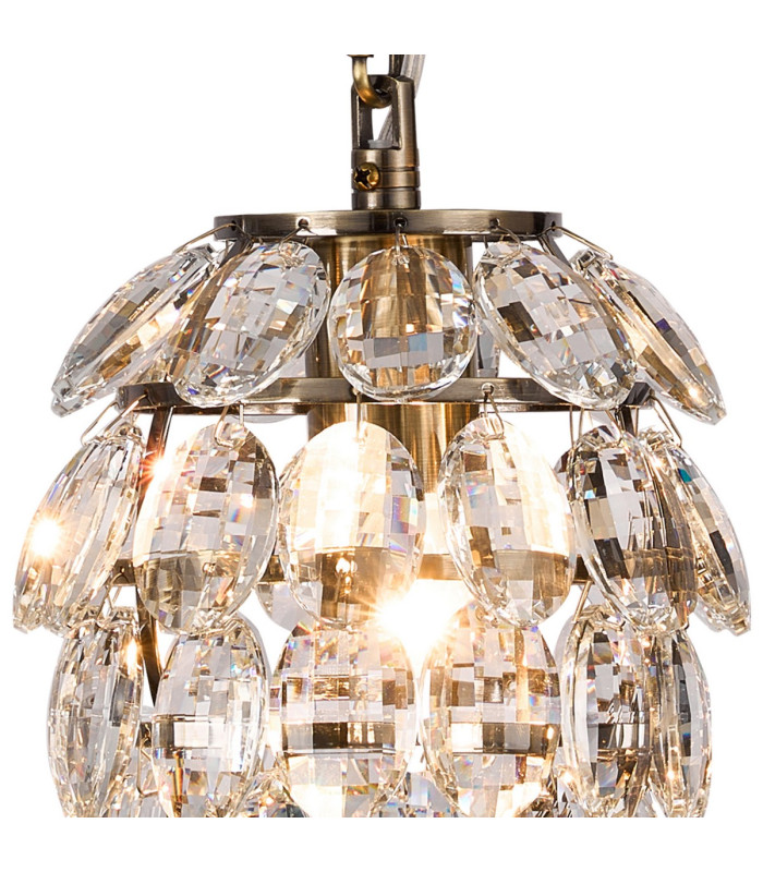 Coniston Pendant 5 Layer 1 Light E27 Antique Brass/Crystal-4