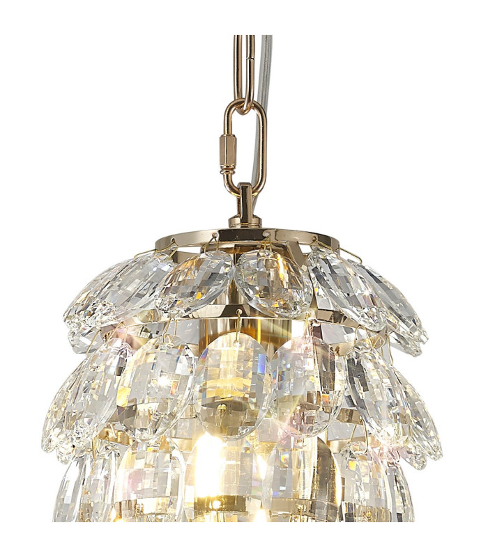Coniston Pendant 5 Layer 1 Light E27 French Gold/Crystal-4