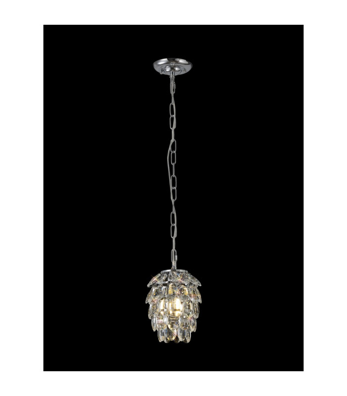 Coniston Pendant 5 Layer 1 Light E27 Polished Chrome/Crystal-2