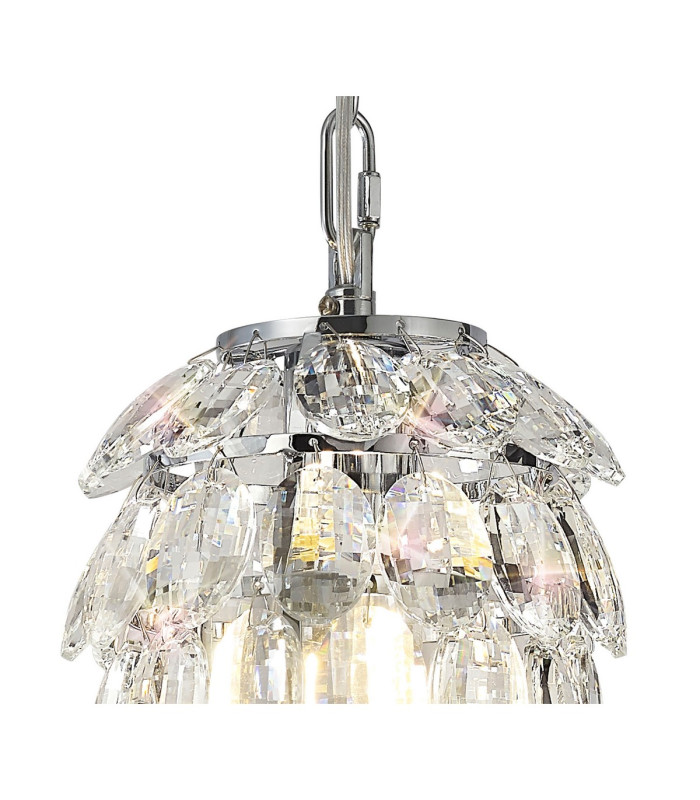Coniston Pendant 5 Layer 1 Light E27 Polished Chrome/Crystal-4