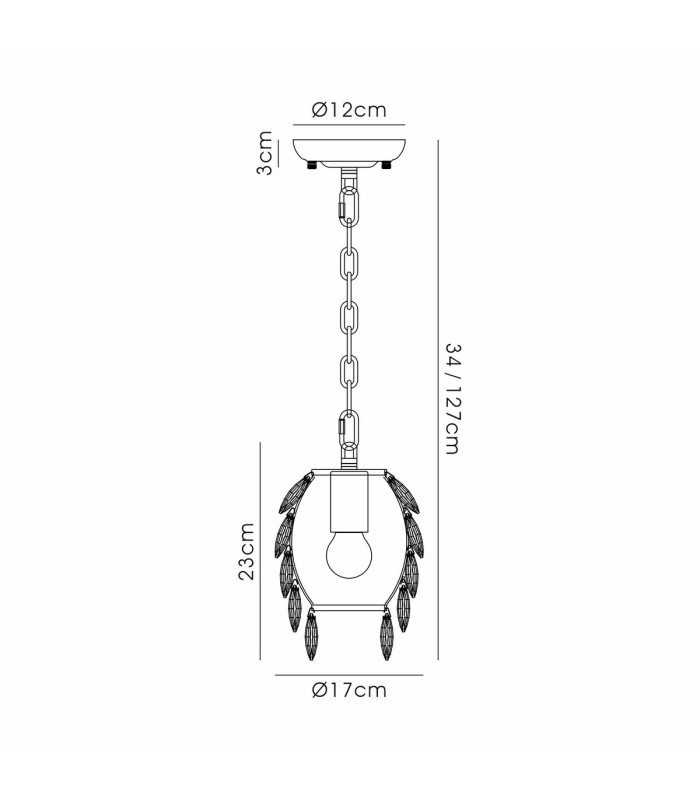Coniston Pendant 5 Layer 1 Light E27 Polished Chrome/Crystal-7