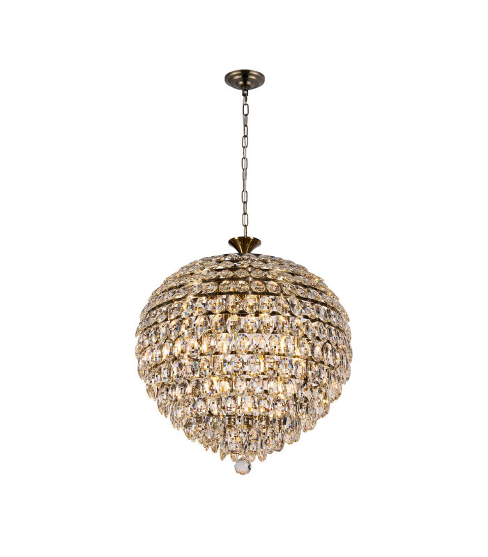 Coniston Pendant 12 Light E14 Antique Brass/Crystal Item Weight: 29.2kg-1