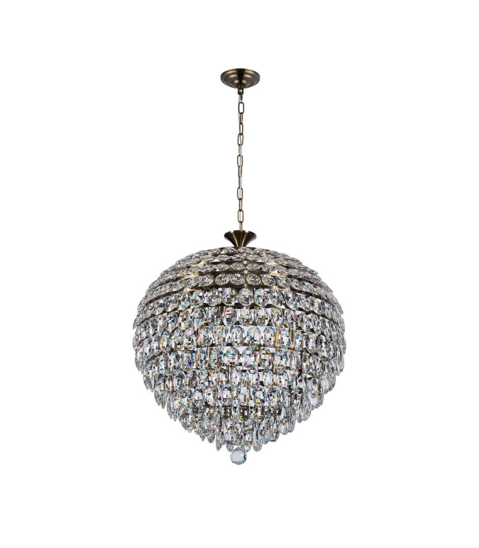 Coniston Pendant 12 Light E14 Antique Brass/Crystal Item Weight: 29.2kg-3