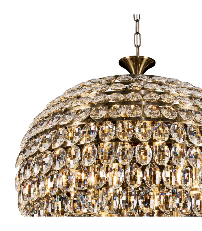 Coniston Pendant 12 Light E14 Antique Brass/Crystal Item Weight: 29.2kg-5