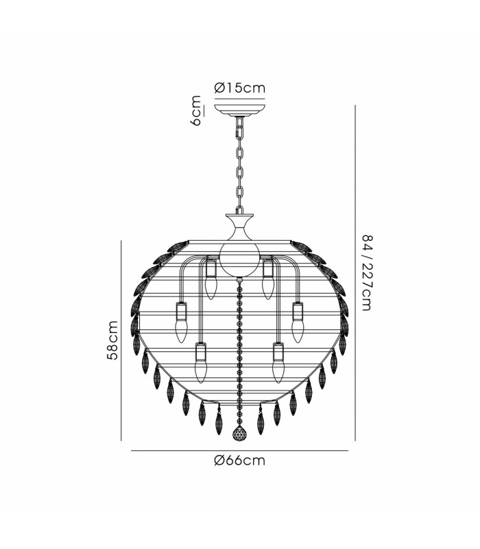 Coniston Pendant 12 Light E14 Antique Brass/Crystal Item Weight: 29.2kg-7