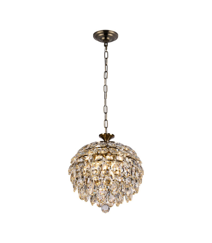 Coniston Pendant 3 Light E14 Antique Brass/Crystal-1