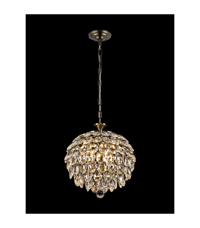 Coniston Pendant 3 Light E14 Antique Brass/Crystal-2