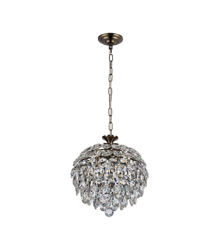 Coniston Pendant 3 Light E14 Antique Brass/Crystal-3