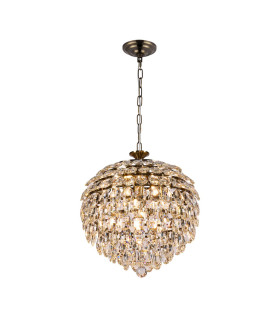 Coniston Pendant 6 Light E14 Antique Brass/Crystal-1