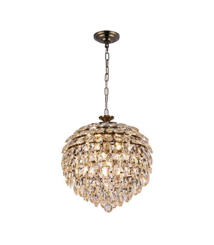 Coniston Pendant 6 Light E14 Antique Brass/Crystal-1