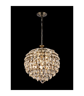 Coniston Pendant 6 Light E14 Antique Brass/Crystal-2