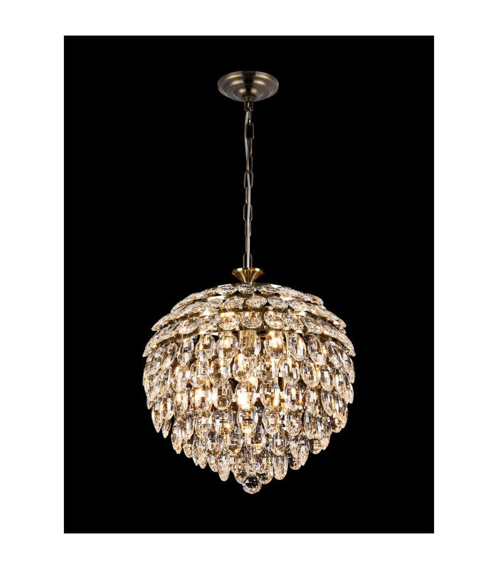 Coniston Pendant 6 Light E14 Antique Brass/Crystal-2