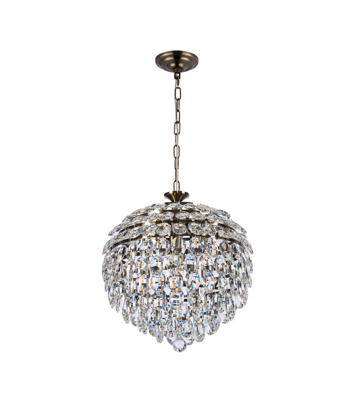 Coniston Pendant 6 Light E14 Antique Brass/Crystal-3